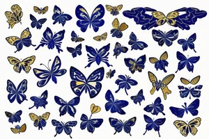 Blue white kintsugi butterfly lined with gold tattoo idea