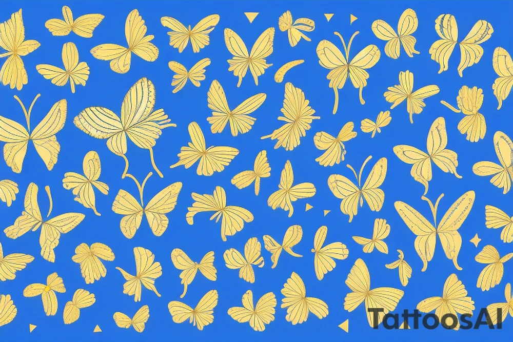 Blue white kintsugi butterfly lined with gold tattoo idea