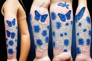 Blue white ming vase butterfly kintsugi tattoo idea