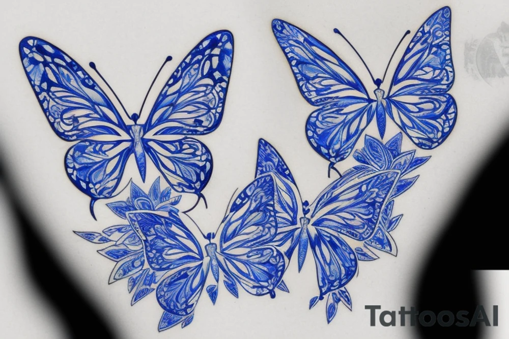 Blue white ming vase butterfly kintsugi tattoo idea