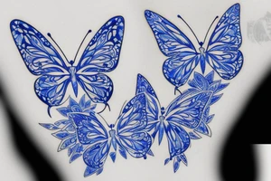 Blue white ming vase butterfly kintsugi tattoo idea