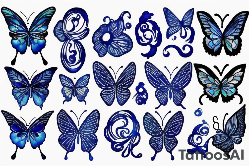 Blue white ming vase butterfly kintsugi tattoo idea