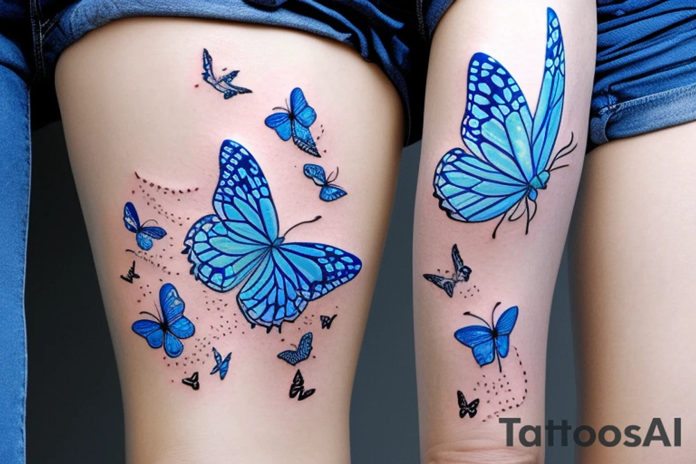Blue white ming vase butterfly kintsugi tattoo idea