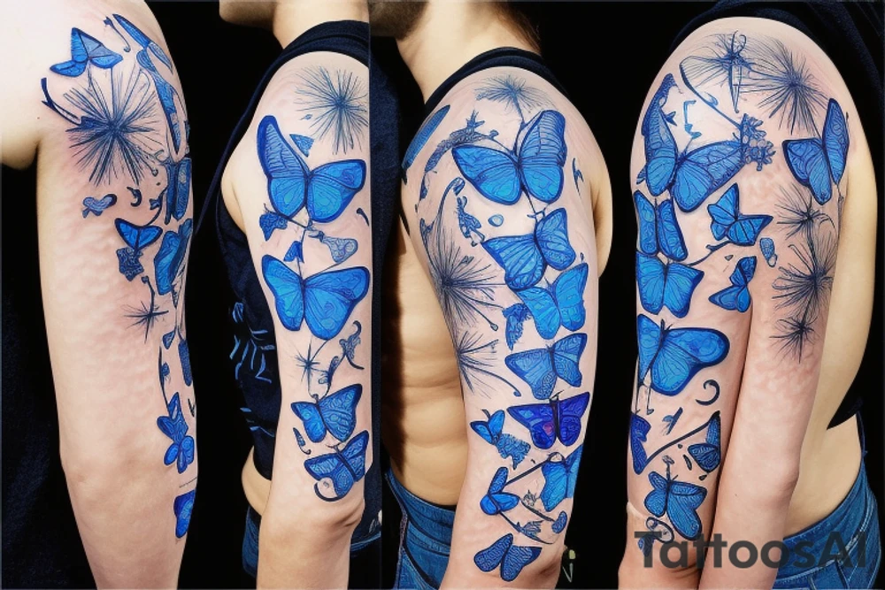 Vase butterfly blue white kintsugi tattoo idea