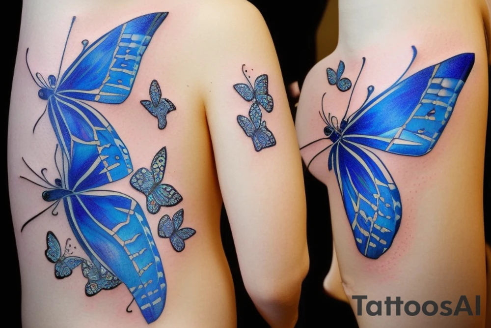 Vase butterfly blue white kintsugi tattoo idea
