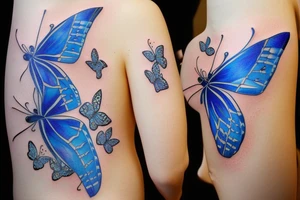 Vase butterfly blue white kintsugi tattoo idea