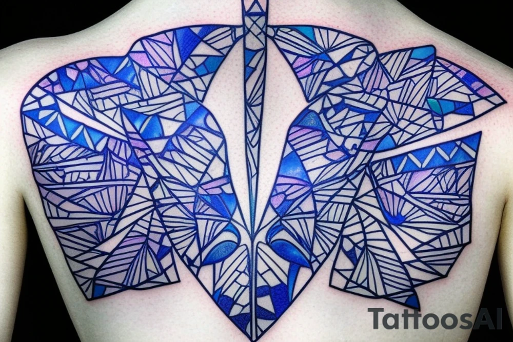 Vase butterfly blue white kintsugi tattoo idea