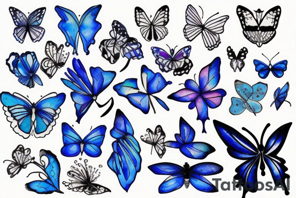 Vase butterfly blue white kintsugi tattoo idea