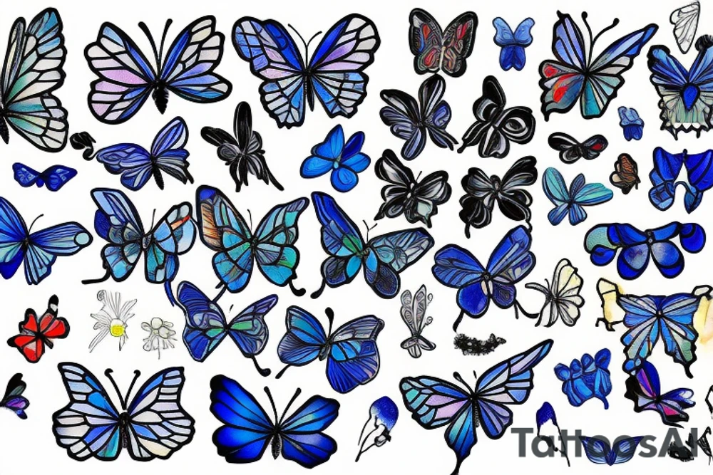 Vase butterfly blue white kintsugi tattoo idea