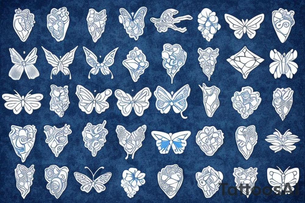 Vase butterfly blue white kintsugi tattoo idea