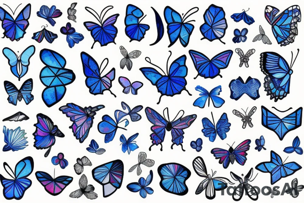 Vase butterfly blue white kintsugi tattoo idea