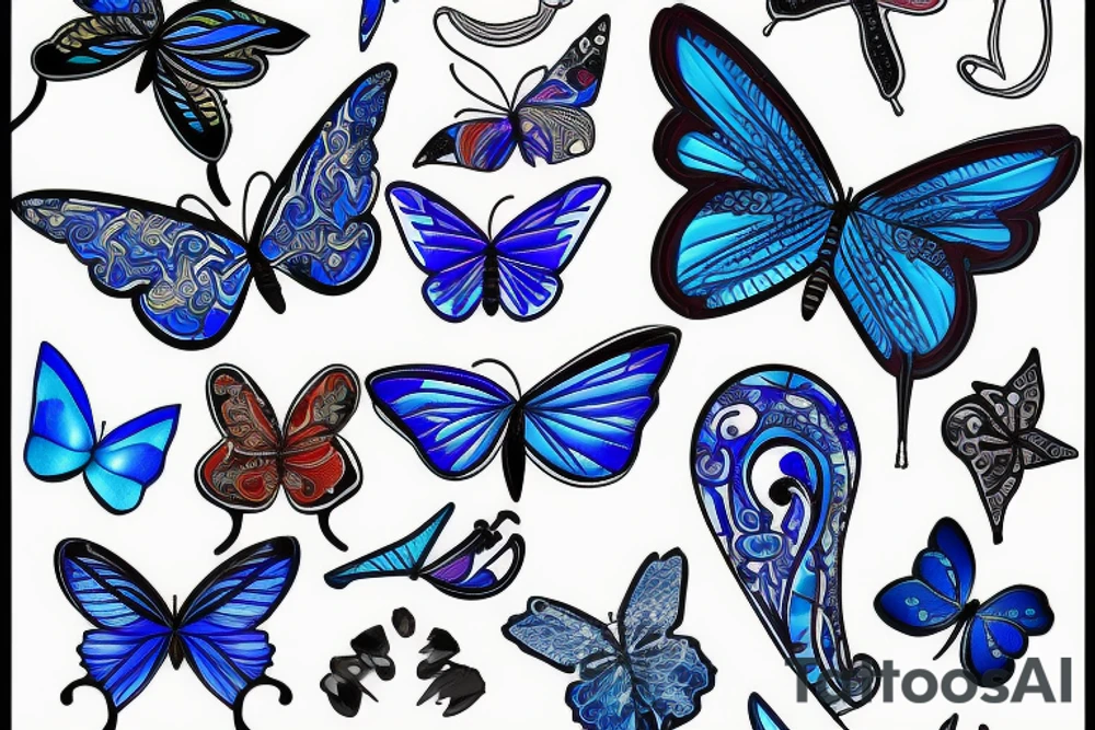 Vase butterfly blue white kintsugi tattoo idea