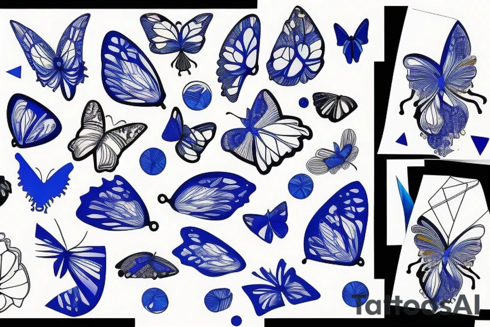 Vase butterfly blue white kintsugi tattoo idea
