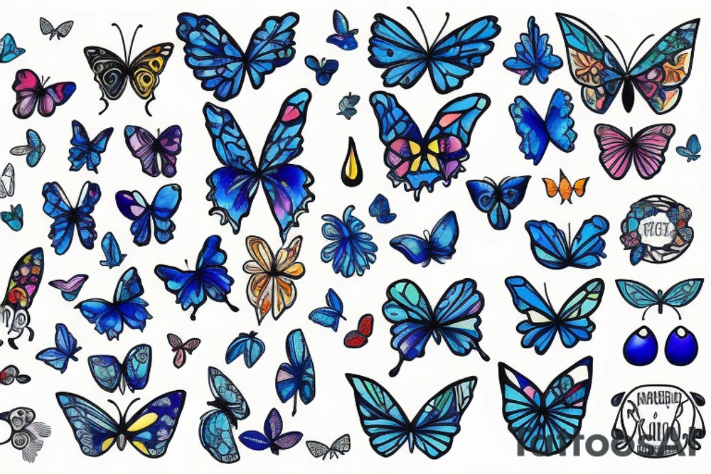 Vase butterfly blue white kintsugi tattoo idea