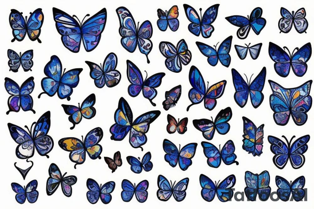 Vase butterfly blue white kintsugi tattoo idea
