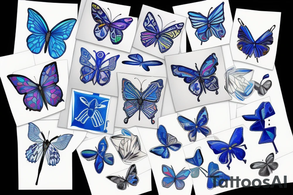 Vase butterfly blue white kintsugi tattoo idea