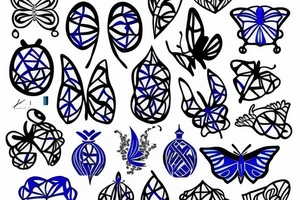 Vase butterfly blue white kintsugi tattoo idea