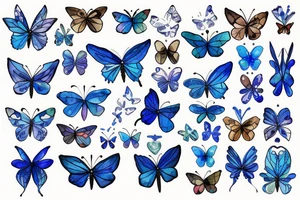 Vase butterfly blue white kintsugi tattoo idea