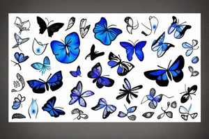 Vase butterfly blue white kintsugi tattoo idea
