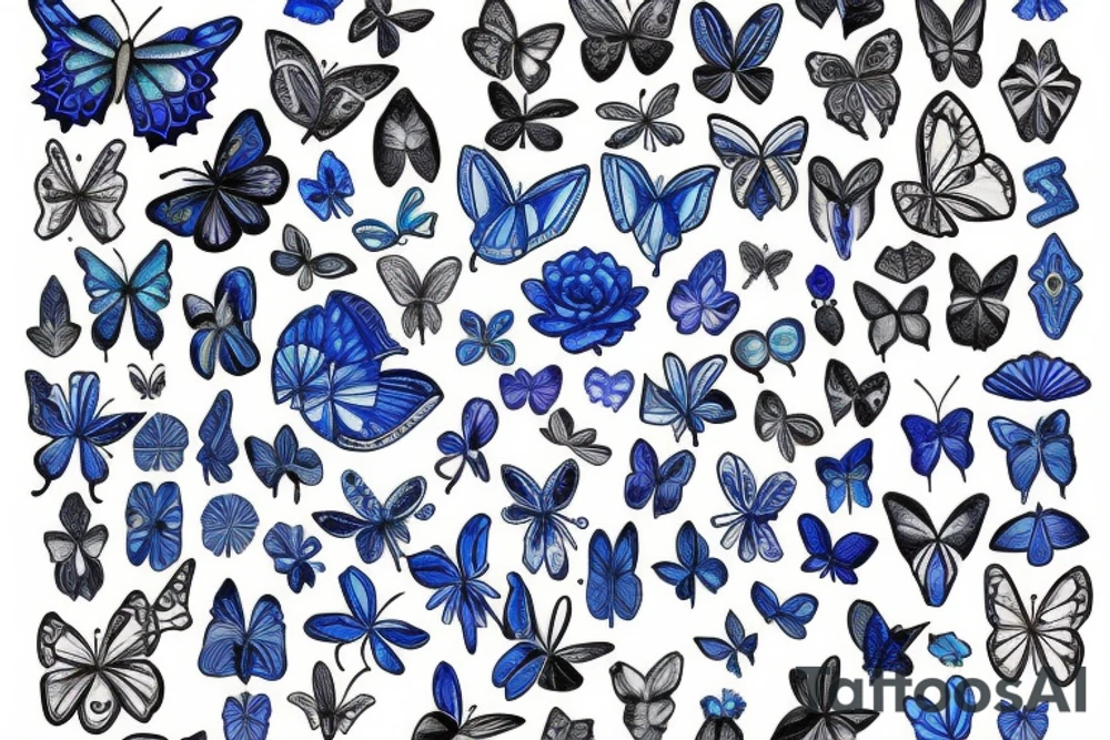 Vase butterfly blue white kintsugi tattoo idea