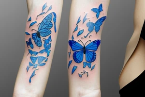 Vase butterfly blue white kintsugi tattoo idea