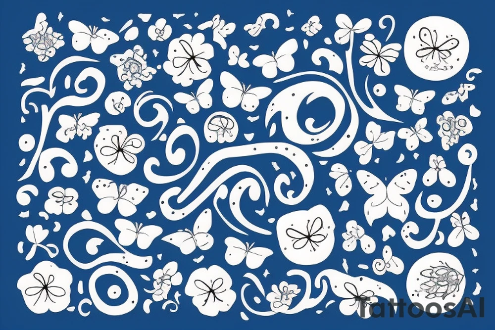 Vase butterfly blue white kintsugi tattoo idea
