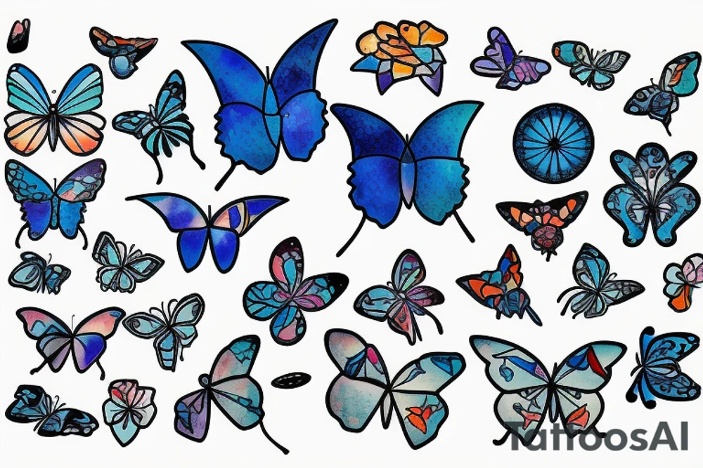 Vase butterfly blue white kintsugi tattoo idea