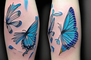 Butterfly ming vase broken wing blue white gold tattoo idea