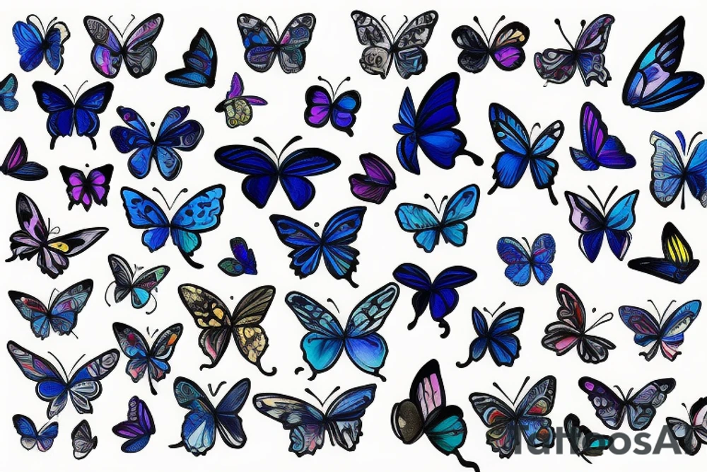 Butterfly ming vase broken wing blue white gold tattoo idea