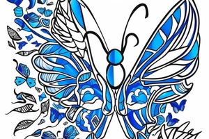 Butterfly ming vase broken wing blue white gold tattoo idea