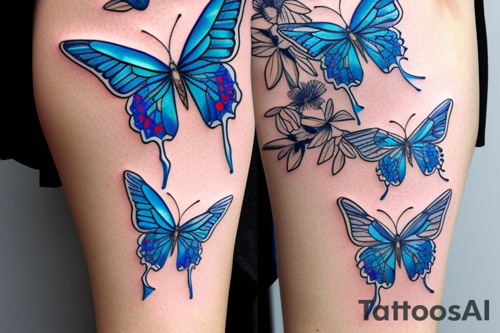 Butterfly ming vase broken wing blue white gold tattoo idea