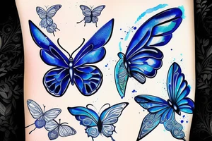Butterfly ming vase broken wing blue white gold tattoo idea