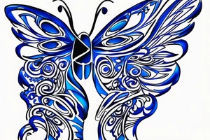 Butterfly ming vase broken wing blue white gold tattoo idea