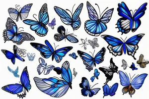 Butterfly ming vase broken wing blue white gold tattoo idea