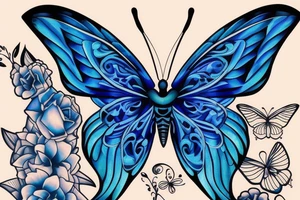 Butterfly ming vase broken wing blue white gold tattoo idea