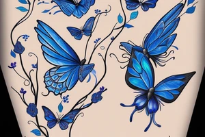 Butterfly ming vase broken wing blue white gold tattoo idea