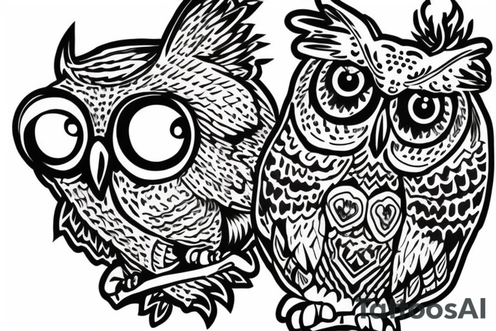 Quote "choose courage over comfort..." with line drawing of owl tattoo idea