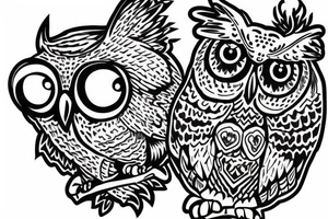 Quote "choose courage over comfort..." with line drawing of owl tattoo idea