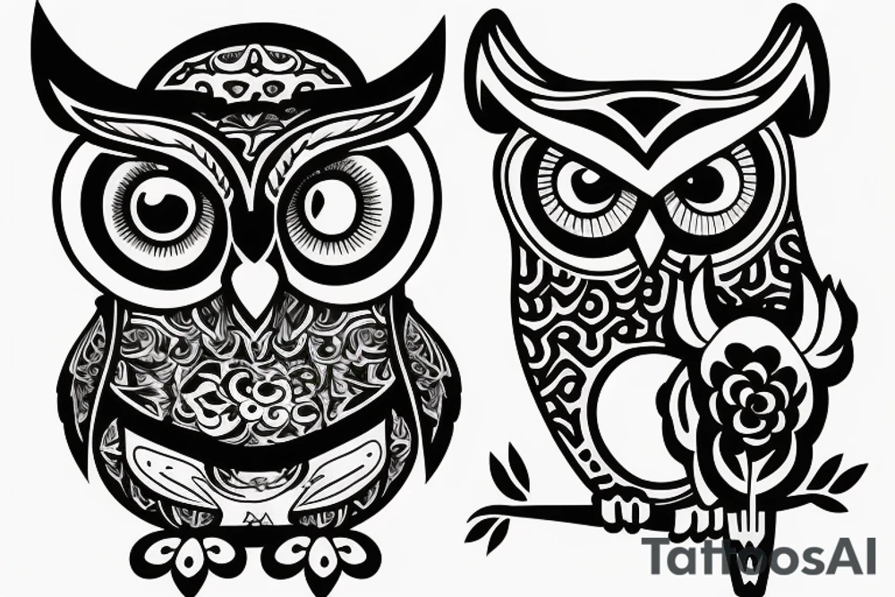 Quote "choose courage over comfort..." with line drawing of owl tattoo idea