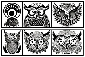 Quote "choose courage over comfort..." with line drawing of owl tattoo idea