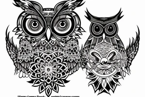 Quote "choose courage over comfort..." with line drawing of owl tattoo idea