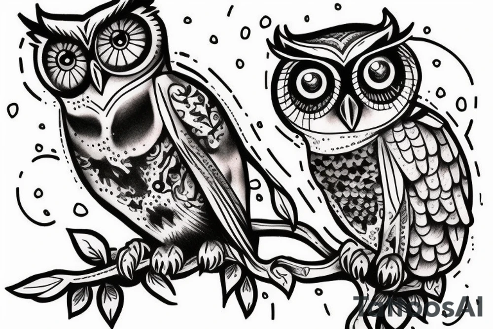Quote "choose courage over comfort..." with line drawing of owl tattoo idea