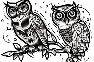 Quote "choose courage over comfort..." with line drawing of owl tattoo idea