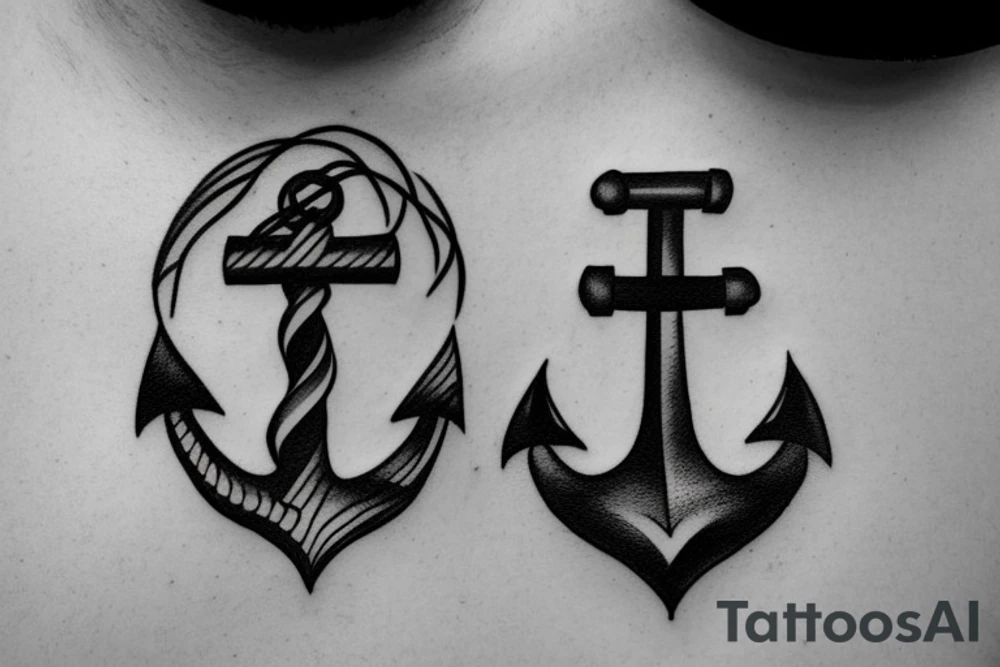 an anchor with waves around it tattoo idea