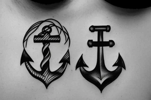 an anchor with waves around it tattoo idea