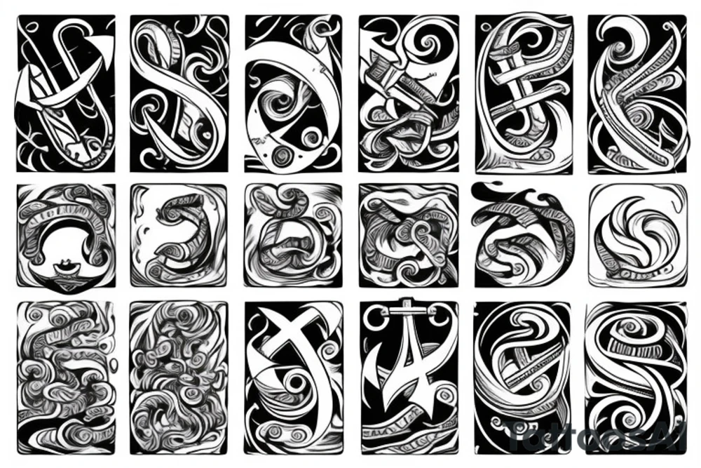 an anchor with waves around it tattoo idea