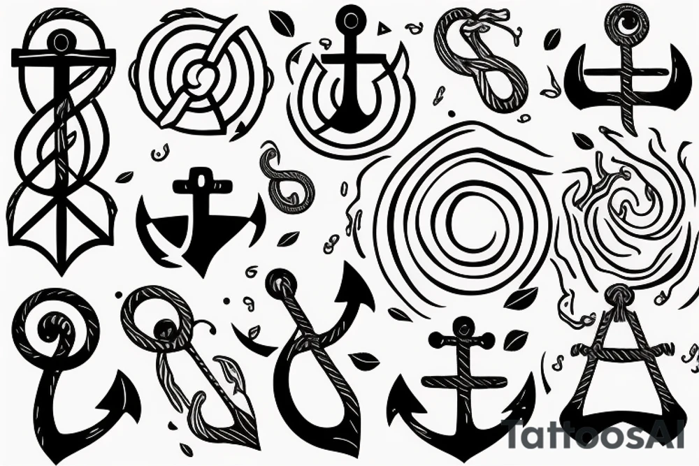 an anchor with waves around it tattoo idea
