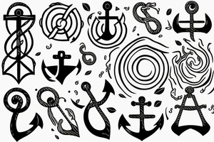 an anchor with waves around it tattoo idea