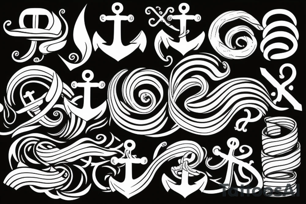 an anchor with waves around it tattoo idea