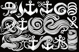 an anchor with waves around it tattoo idea